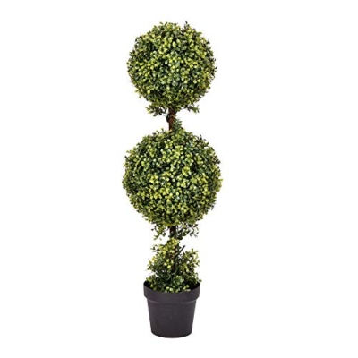 Product: Vickerman Everyday 3 Foot Tall Artificial Boxwood Topiary Double Ball Tree - UV Resistant Indoor Outdoor - Potted Natural Green - Home Patio Faux Decor