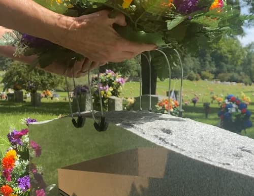 Product: Sympathy Silks Artificial Cemetery Flowers - Grave Decoration - Memorial Flowers - 30" White Poinsettia Saddle for Headstone