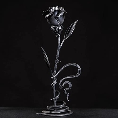 Silky Flower Store Hand Forged Metal Rose Iron Anniversary Flower, Decorative Stand, Wedding Gift for Her, 29cm 15 15 Product: Hand Forged Metal Rose - Iron Anniversary Flower with Decorative Stand - 6th/11th Year Wedding Gift for Her