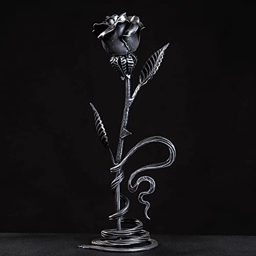 Silky Flower Store Hand Forged Metal Rose Iron Anniversary Flower, Decorative Stand, Wedding Gift for Her, 29cm 6 6 Product: Hand Forged Metal Rose - Iron Anniversary Flower with Decorative Stand - 6th/11th Year Wedding Gift for Her