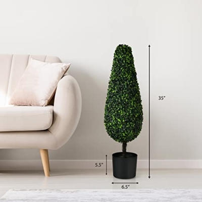 Product: Goplus 3ft Artificial Boxwood Topiary Trees - 2 Pack Faux Greenery for Indoor & Outdoor Decor