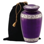 Product: Mulberry with Silver Band Cremation Urn for Human Ashes - Funeral Urn Handcrafted - Affordable Urn for Ashes - Large Urn with Bag