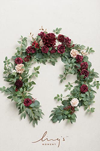 Product: Ling's Moment Flower Garland - 6FT Eucalyptus & Rose - Sweetheart Table Decor for Wedding Reception, Artificial Floral Garland for Mantle, Thanksgiving, Christmas Decoration, Marsala & Blush
