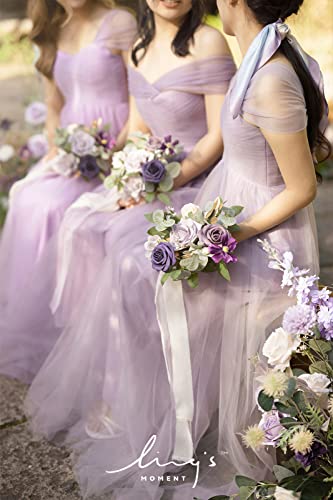 Silky Flower Store Purple Bridesmaid Bouquet Set of 6, Lavender Artificial Wedding Flowers, Silk Foam Bridal Bouquets, 7 inch 2 2 Product: Ling's Moment Artificial Flowers Purple Bridesmaid Bouquet Set of 6, Lavender Wedding Flowers Bouquets for Bridesmaids, 7 Inch Bridal Bouquets for Bridesmaids, Wedding, Ceremony, Anniversary, etc