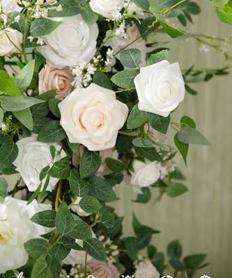 Silky Flower Store Artificial Eucalyptus Rose Garland, Sweetheart Table Decor, Wedding Arch Greenery, 6FT 10 10 Product: Ling's Moment Flower Garland - 6FT Eucalyptus & Rose - Sweetheart Table Decor for Wedding Reception, Artificial Floral Garland for Mantle, Spring, Christmas Decoration, White & Lily