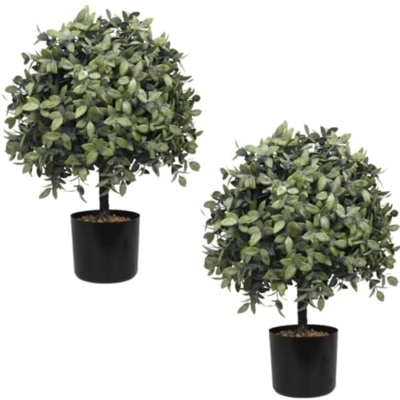 Product: UNADRA 2-Pack Outdoor Fall Decor: Artificial Topiaries & Faux Boxwood Ball Trees for Front Porch - 23" Tall, 13" Diameter