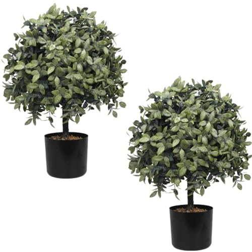 UNADRA 2-Pack Outdoor Fall Decor: Artificial Topiaries & Faux Boxwood Ball Trees for Front Porch - 23" Tall, 13" Diameter - Artificial Flower Arrangements Product: UNADRA 2-Pack Outdoor Fall Decor: Artificial Topiaries & Faux Boxwood Ball Trees for Front Porch - 23" Tall, 13" Diameter