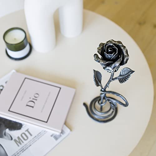 Silky Flower Store Hand Forged Metal Rose Iron Anniversary Flower, Decorative Stand, Wedding Gift for Her, 29cm 5 5 Product: Hand Forged Metal Rose - Iron Anniversary Flower with Decorative Stand - 6th/11th Year Wedding Gift for Her