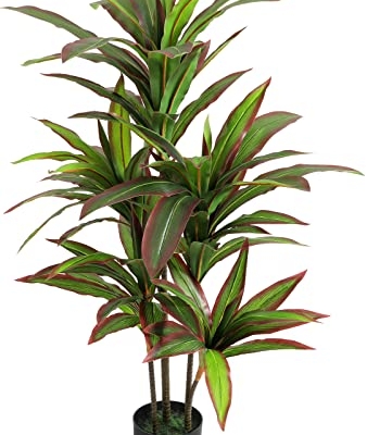 Product: VIAGDO Dracaena Silk Plant Artificial 4ft Faux House Plants with Red Leaf Margin Fake Yucca Palm Trees in Pot Realistic Dragon Tree for Living Room Home Office Decor Indoor Outdoor