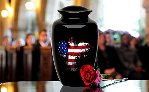 Silky Flower Store Adult Cremation Funeral Urn for Human Ashes, Black Handcrafted American Eagle Flag Theme, 200 cu in, 200 cu in 5 5 Product: Forever URNS Adult Cremation Funeral Urn with Printed American Eagle Flag Theme for Human Ashes of Female & Male | 200 cu in | Large | Black | Completely Handcrafted with Velvet Protection Bag