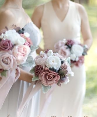Product: Ling's Moment Artificial Flowers Pink Bridesmaid Bouquet Set of 4, Dusty Rose Wedding Flowers Bouquets for Bridesmaids, 7 Inch Bridal Bouquets for Bridesmaids, Wedding Decor, Ceremony, etc
