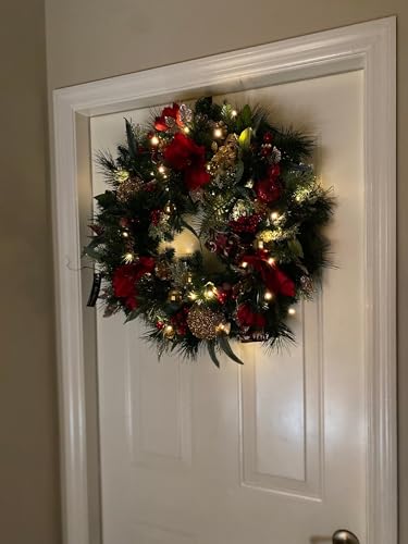 Silky Flower Store Luxury Red Amaryllis Artificial Flower Wreath, Christmas Home Decor Party Wreath, Real Touch Faux Floral, 45cm 3 3 Product: Luxury Red Amaryllis Artificial Flower Wreath - Fast Sleep DIY Christmas Home Decor for Parties