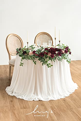 Product: Ling's Moment Flower Garland - 6FT Eucalyptus & Rose - Sweetheart Table Decor for Wedding Reception, Artificial Floral Garland for Mantle, Thanksgiving, Christmas Decoration, Marsala & Blush