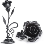 Product: Hand Forged Metal Rose - Iron Anniversary Flower with Decorative Stand - 6th/11th Year Wedding Gift for Her