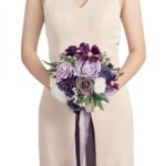 Product: Ling's Moment Purple Bridal Bouquet for Bride, Lilac Wedding Bouquets for Bride Maid of Honor Bridesmaid, 9 Inch Silk Round Artificial Wedding Flowers Bouquets, Small Bridesmaid Bouquet