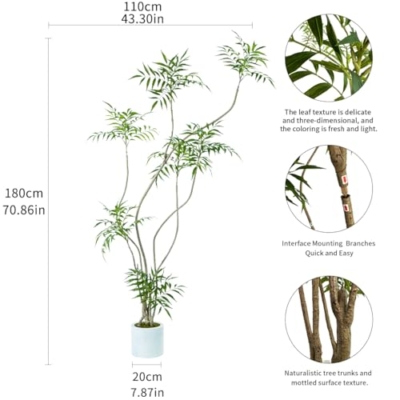Product: Artificial Mahonia fortunei Tree,6ft Tall Fake Plants Artificial Mahonia fortunei Plants for Indoor, Fake Trees for Office Home Living Room Floor Patio Greening Porch Decor