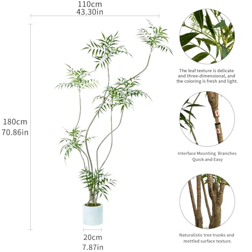 Product: Artificial Mahonia fortunei Tree,6ft Tall Fake Plants Artificial Mahonia fortunei Plants for Indoor, Fake Trees for Office Home Living Room Floor Patio Greening Porch Decor