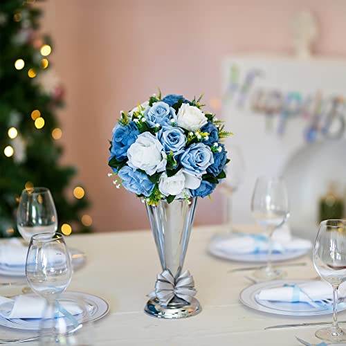 Silky Flower Store Dusty Blue Artificial Flower Ball Centerpieces, BLOSMON Silk Rose Wedding Decor, 6 Pcs, 9.5in x 4.7in 2 2 Product: BLOSMON Flower Ball Centerpieces for Table 6 Pcs Fake Rose Centerpiece Flowers Dusty Blue Artificial Silk Floral Arrangement Center Piece Kissing Bouquet for Wedding Party Home Decor