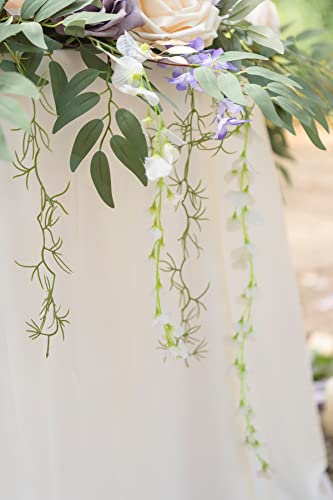 Silky Flower Store 9FT Faux Eucalyptus Willow Garland, Lilac Gold Wedding Arch Mantel Sweetheart Table Decor, 9FT 4 4 Product: Ling's Moment 9FT Flower Garland for Backdrop Decorations - Wedding Arch Flowers, Eucalyptus & Rose, Artificial Floral Garland for Mantel - Sweetheart Table Decor for Ceremony Reception, Lilac & Gold