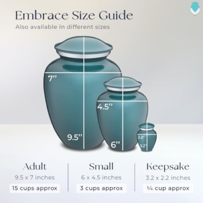 Product: Geturns Embrace Adult Personalized Horse Cremation Urns for Human Ashes I Large Teal Funeral Urn for Men and Women I 200 lbs