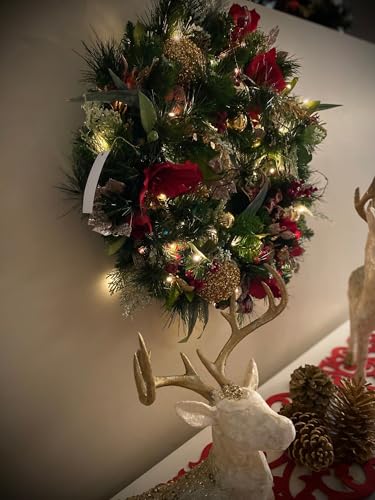 Silky Flower Store Artificial Amaryllis Christmas Wreath Red, Luxury DIY Holiday Door Wreath, Home Party Decor, 24in 1 1 Product: shibaoli DIY Artificial Flower, Luxury Amaryllis Christmas Wreath, Red Artificial Wreath for Party Tables Home Decorations Table Setting