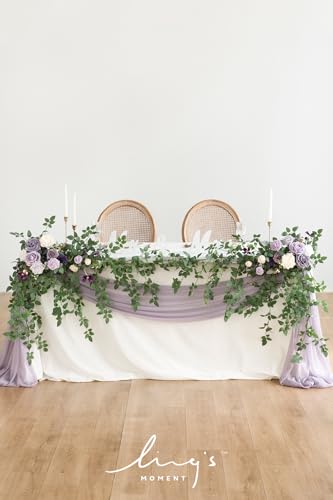 Silky Flower Store Lilac Artificial Flower Garland, Purple Wedding Arch Decor, 2pcs Floral Swags, Faux Silk Foam Peony Rose 27.5in x 14in 2 2 Product: Ling's Moment 2pcs Lilac Artificial Flower Garland Floral Swags Centerpieces Purple Wedding Arch Flower Greenery Arrangements for Sweetheart Table Wall Window Home Garden Outdoor Decor