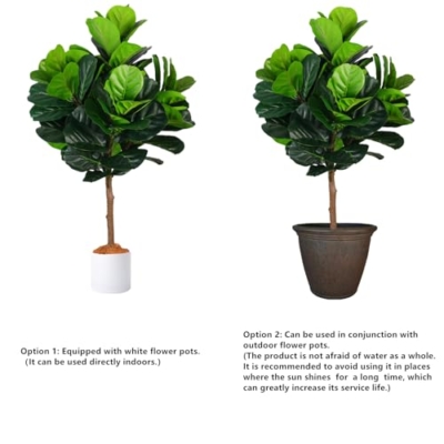Silky Flower Store Artificial Fiddle Leaf Fig Tree, Faux Ficus Plant, Indoor Outdoor Potted Fake Plant, 3ft Tall 6 6 Product: Artificial Plants Indoor-Fiddle Leaf Fig Tree Artificial Tree - 3ft Tall Faux Ficus Plant, Potted Fake Plant for Indoor and Outdoor Home Garden Decor