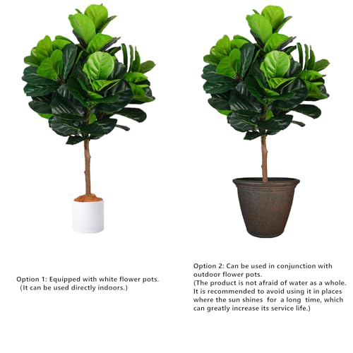 Silky Flower Store Artificial Fiddle Leaf Fig Tree, Faux Ficus Plant, Indoor Outdoor Potted Fake Plant, 3ft Tall 1 1 Product: Artificial Plants Indoor-Fiddle Leaf Fig Tree Artificial Tree - 3ft Tall Faux Ficus Plant, Potted Fake Plant for Indoor and Outdoor Home Garden Decor