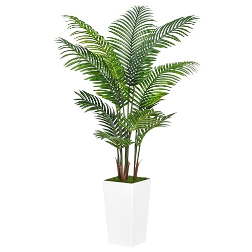 ASTIDY Artificial Palm Tree 5FT - Fake Tree with White Tall Planter - Faux Tropical Areca Floor Plant in Pot - Artificial Silk Plant for Home Office Living Room Decor Indoor - Artificial Flower Arrangements Product: ASTIDY Artificial Palm Tree 5FT - Fake Tree with White Tall Planter - Faux Tropical Areca Floor Plant in Pot - Artificial Silk Plant for Home Office Living Room Decor Indoor