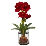 Product: Nearly Natural Amaryllis with Vase Floral Decor, 24", Red, 15 in x 15 in x 24 in