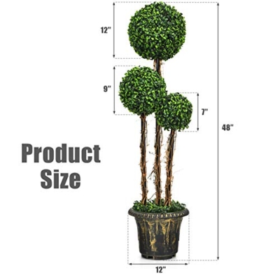 Silky Flower Store Artificial Boxwood Topiary Tree Triple Ball, Indoor Outdoor Faux Greenery, 4 FT 15 15 Product: Goplus 4 Ft Artificial Boxwood Topiary Tree, Fake Greenery Plants Triple Ball Tree, Leaves & Cement-Filled Plastic Flower Pot Decorative Trees for Home, Office, Indoor and Outdoor Use (4 FT)