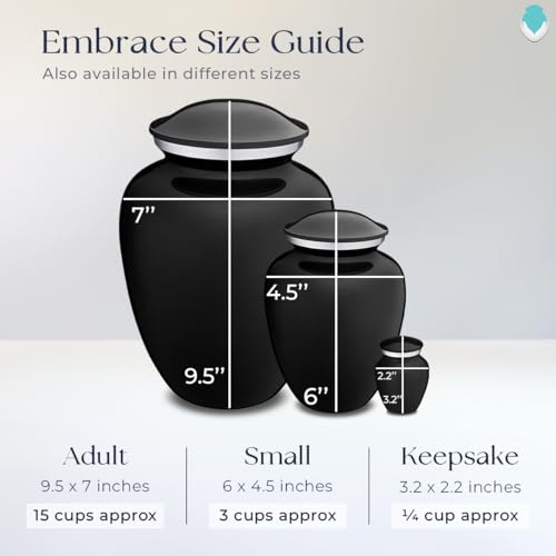 Product: Geturns Embrace Adult Personalized Owl Cremation Urns for Human Ashes I Large Black Funeral Urn for Men and Women I 200 lbs