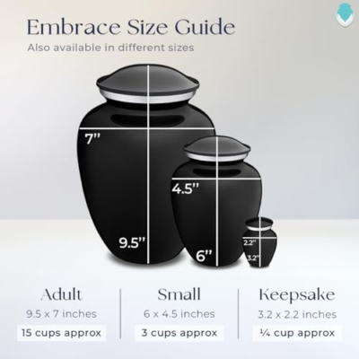 Product: Geturns Embrace Adult Personalized Deer Cremation Urns for Human Ashes I Large Black Funeral Urn for Adult Men and Women with Double Side Engraving I 200 lbs