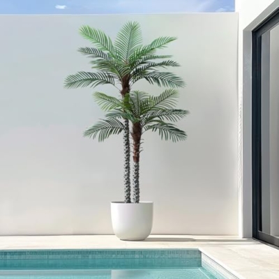 Product: Nafresh 8ft Tall UV Resistant Faux Palm Tree, 96in Artificial Palm Tree Indoor Outdoor, Fake Tree with Real Bark and Realistic Leaves and for Home House Office Living Room Yard Patio.