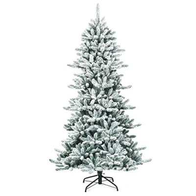 Product: Goplus 7ft Snow Flocked Artificial Christmas Tree, Premium Hinged Fir Tree with Pine Cones, Perfect Xmas Decoration for Indoor and Outdoor