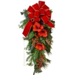 Product: 30" Red Amaryllis Teardrop Swag - Fast Sleep Real Touch DIY Artificial Flower for Christmas Door Decorations