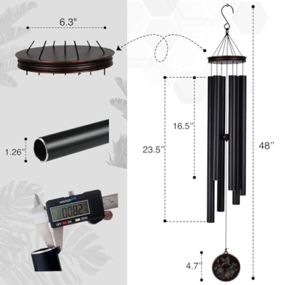 Product: Vanquer Large Wind Chimes for Outside Deep Tone - 46'' Wind Chimes Outdoor Clearance, Windchimes Outdoors, Hummingbird Wind Chime,Sympathy Gift, Patio, Home Décor, Vintage Black (46" Hummingbird)