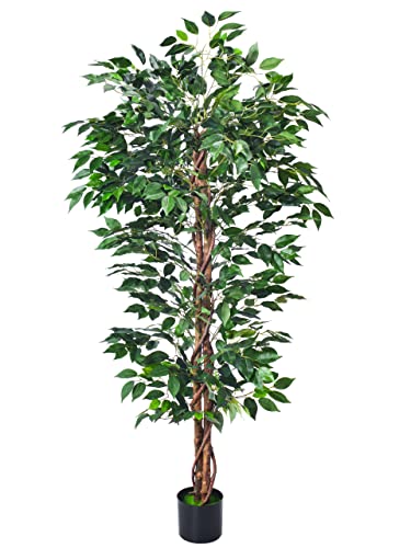 Product: HAIHONG Artificial Ficus Tree 5FT Faux Silk Plants with Sturdy Plastic Nursery Pot,Fake Ficus Trees for Home Office Farmhouse Indoor Outdoor Decor Perfect Housewarming Gift (5FT-1Pack)