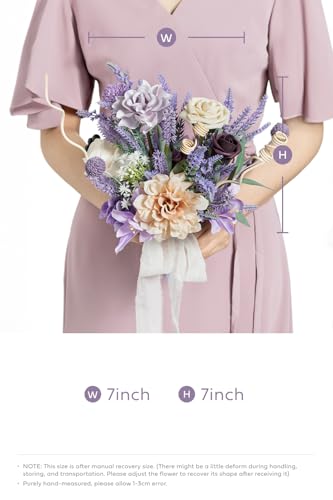 Silky Flower Store Purple Bridesmaid Bouquet Set of 4, Lavender Artificial Wedding Flowers, Silk Foam Posy, 7 Inch 6 6 Product: Ling's Moment Artificial Flowers Purple Bridesmaid Bouquet Set of 4, Lavender Wedding Flowers Bouquets for Bridesmaids, 7 Inch Bridal Bouquets for Bridesmaids, Wedding, etc