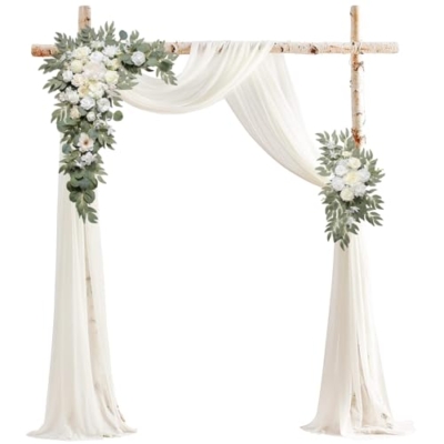 Product: BASIMAN Arch Flowers with Drapes Kit (Pack of 3) for Wedding Ceremony Arbor and Reception Backdrop Decoration Wedding Welcome Signs Floral Birthday Party Decoration