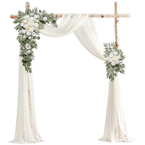 BASIMAN Arch Flowers with Drapes Kit (Pack of 3) for Wedding Ceremony Arbor and Reception Backdrop Decoration Wedding Welcome Signs Floral Birthday Party Decoration - Artificial Flower Arrangements Product: BASIMAN Arch Flowers with Drapes Kit (Pack of 3) for Wedding Ceremony Arbor and Reception Backdrop Decoration Wedding Welcome Signs Floral Birthday Party Decoration