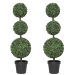 Product: Luyue 3FT Artificial Topiaries 2 Pack Boxwood Ball Tree Front Porch Decor Outdoor Topiary Plant Set of 2 Faux 3 Balls Boxwood Topiary in Pot for Outdoor Front Door Plant Patio and Garden Décor