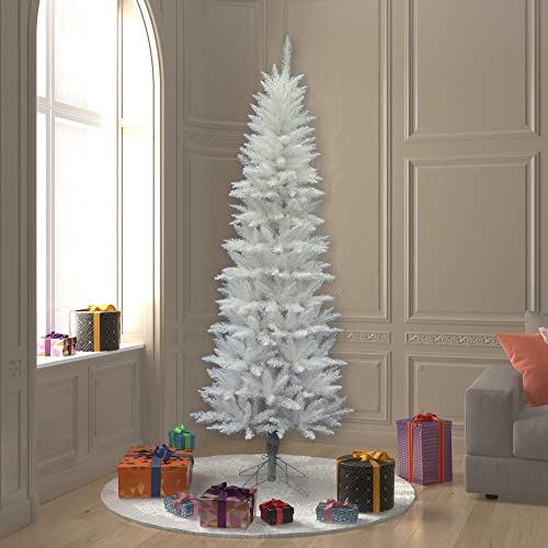 Silky Flower Store 9' Sparkle White Spruce Pencil Artificial Christmas Tree, Unlit, Vickerman, 9ft 6 6 Product: Vickerman 9' Sparkle White Spruce Pencil Artificial Christmas Tree, Unlit - Faux Spruce Christmas Tree - Seasonal Indoor Home Decor