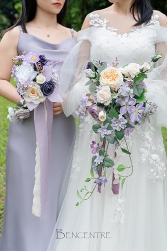 Product: BENCENTRE 7 Inch Purple Bridesmaid Bouquet for Wedding, Set of 4, Lilac Wedding Bouquet,Small Wedding Bouquet,for Marriage Proposal Party and Vintage Wedding Ceremony Anniversary,Artificial Flowers…
