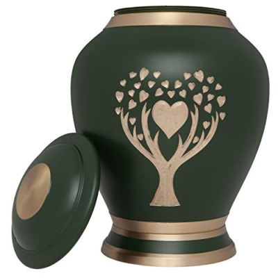Silky Flower Store Green Cremation Urn Tree of Life, Liliane Memorials Brass Large Adult Memorial Urn, 200 Cubic Inch, 10in 4 4 Product: Green Cremation Urn with Tree of Life by Liliane Memorials - Urns for Human Ashes Remains - Brass - Suitable for Funeral Cemetery Burial or Niche - Large Size for Adults up to 200 lbs - Love Tree