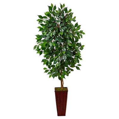 Product: Nearly Natural 5ft. Ficus Artificial Tree in Bamboo Planter