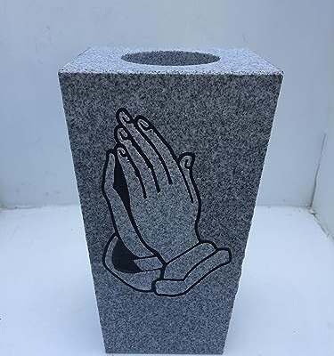 Product: Granite Memorial Vase w/Design Tapered (5"x4"x9") Gray