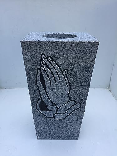 Silky Flower Store Granite Memorial Cemetery Vase Gray, Tapered Design, Outdoor Floral Holder, 5x4x9 6 6 Product: Granite Memorial Vase with Design Tapered (5"x4"x9") Gray