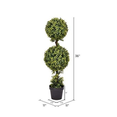 Product: Vickerman Everyday 3 Foot Tall Artificial Boxwood Topiary Double Ball Tree - UV Resistant Indoor Outdoor - Potted Natural Green - Home Patio Faux Decor