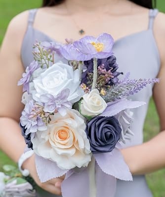Product: BENCENTRE 7 Inch Purple Bridesmaid Bouquet for Wedding, Set of 4, Lilac Wedding Bouquet,Small Wedding Bouquet,for Marriage Proposal Party and Vintage Wedding Ceremony Anniversary,Artificial Flowers…